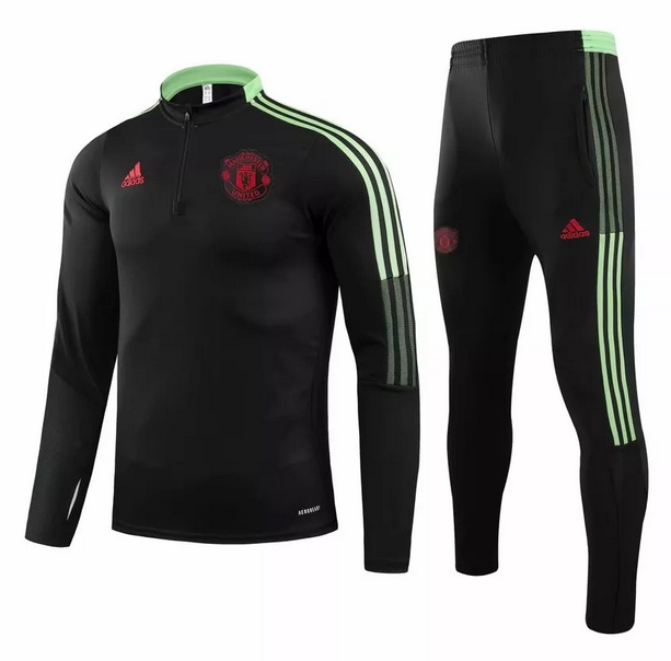 2021/22 Manchester United Black Training Kits Sweatshirt with Pants